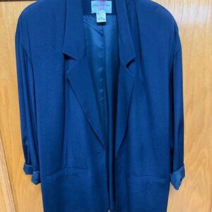 Evan Picone Classic Navy Blue One-Button Blazer Jacket - Large